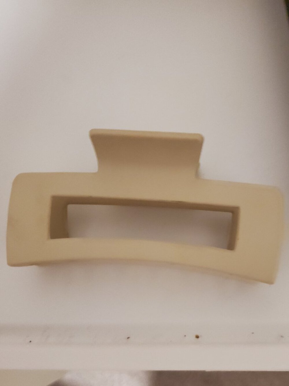 Large Matte Cream Rectangular Window Claw Clip | Beige Hair Jaw Clamp